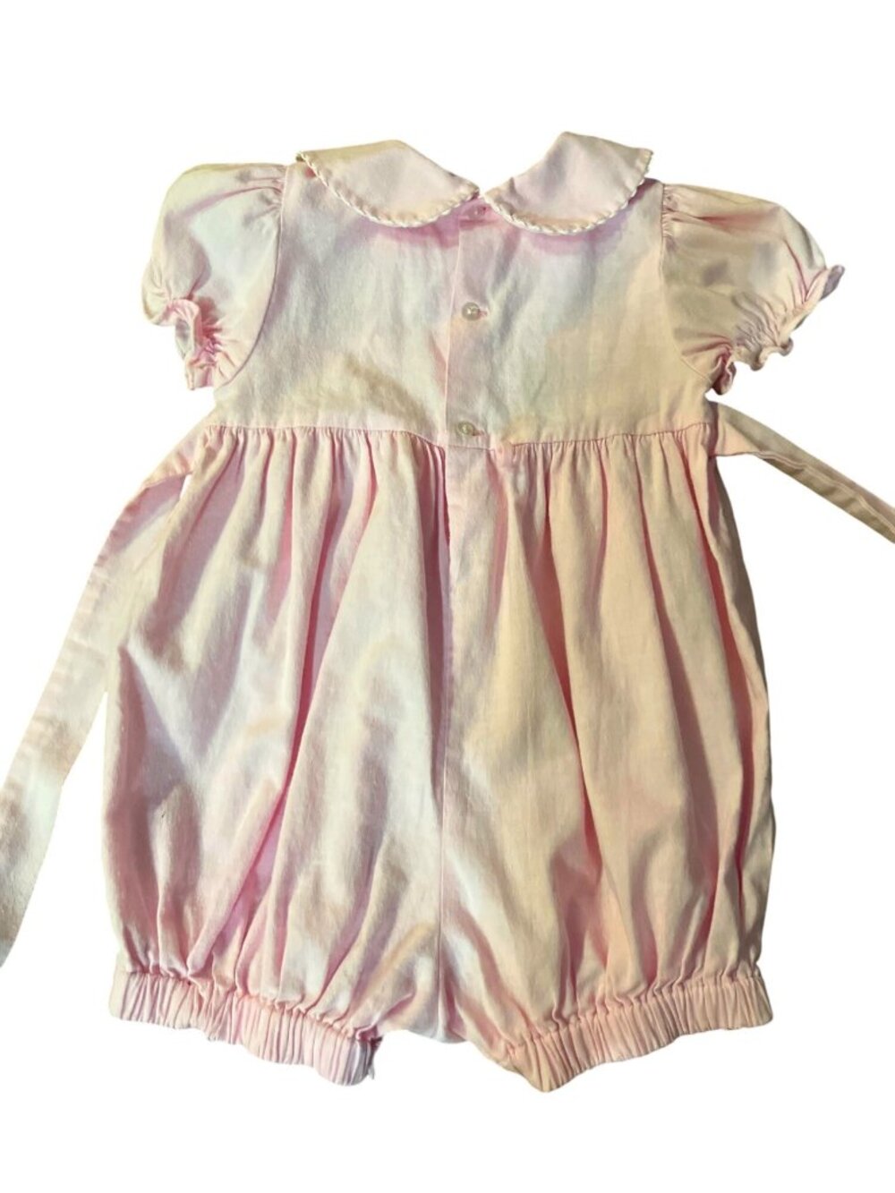 Vintage Allison Ann 24M Pink Smocked Bubble Romper Hearts Flowers Used - Picture 4 of 13